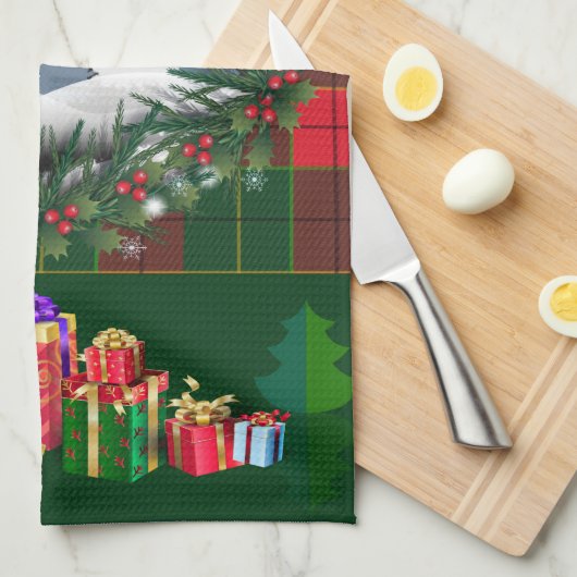 Frohe Weihnachten & Glück Neujahr 2025 Snowman Geschirrtuch (Viertel Falte)