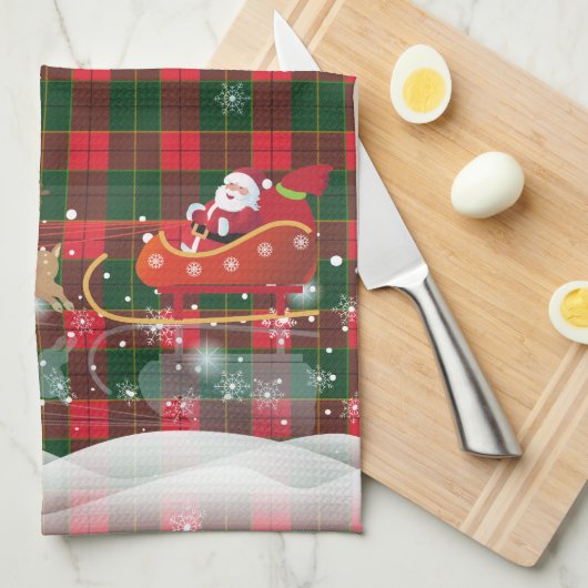 Frohe Weihnachten & Glück Neujahr 2025 Weihnachtsm Geschirrtuch (Viertel Falte)