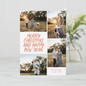 Frohe Weihnachten Glück Neujahr 4 Foto Collage Rot (Stehend Vorderseite)