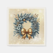 Frohe Weihnachten Glück Neujahr Blue Gold Wreath Serviette (Vorderseite)