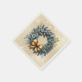 Frohe Weihnachten Glück Neujahr Blue Gold Wreath Serviette (Ecke)