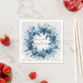 Frohe Weihnachten Glück Neujahr Blue Wreath Serviette (Beispiel)