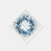Frohe Weihnachten Glück Neujahr Blue Wreath Serviette (Ecke)