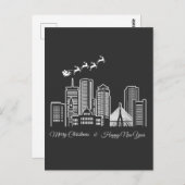 Frohe Weihnachten Glück Neujahr Boston Massachuset Postkarte (Vorne/Hinten)