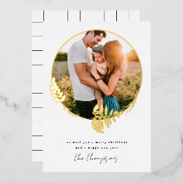 Frohe Weihnachten Glück Neujahr botanisches Foto Folien Feiertagskarte