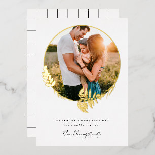 Frohe Weihnachten Glück Neujahr botanisches Foto Folien Feiertagskarte