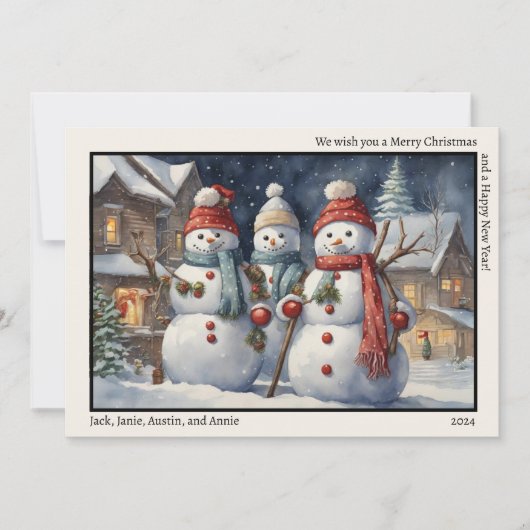 Frohe Weihnachten Glück Neujahr Drei glückliche Sc (Vorderseite)