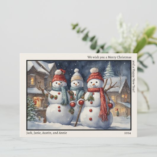 Frohe Weihnachten Glück Neujahr Drei glückliche Sc (Stehend Vorderseite)