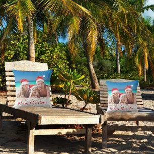 Frohe Weihnachten Glück Neujahr Familie Foto Red Kissen