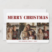 Frohe Weihnachten & Glück Neujahr Familie Foto Rot (Vorderseite)