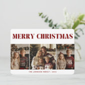 Frohe Weihnachten & Glück Neujahr Familie Foto Rot (Stehend Vorderseite)