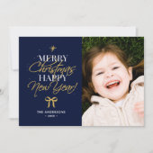 Frohe Weihnachten Glück Neujahr Familienname & Fot (Vorderseite)