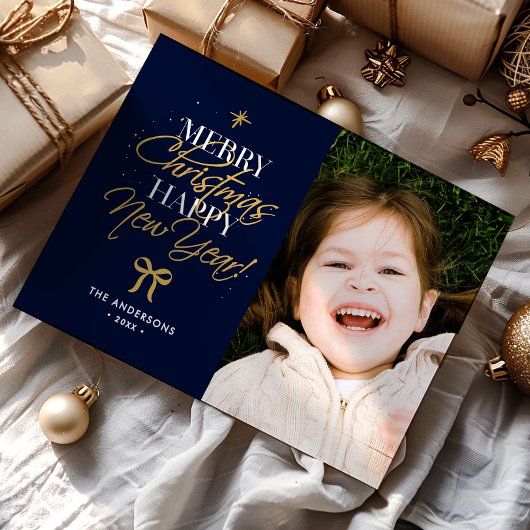 Frohe Weihnachten Glück Neujahr Familienname & Fot