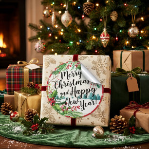 Frohe Weihnachten & Glück Neujahr Feiertage Grüße Runder Aufkleber