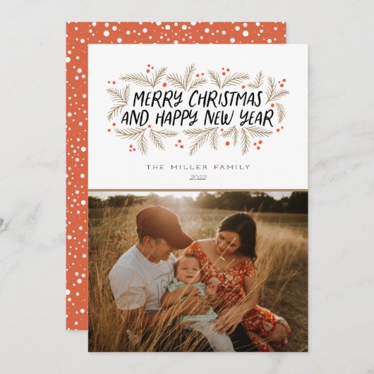 Frohe Weihnachten Glück Neujahr floral (Vorne/Hinten)