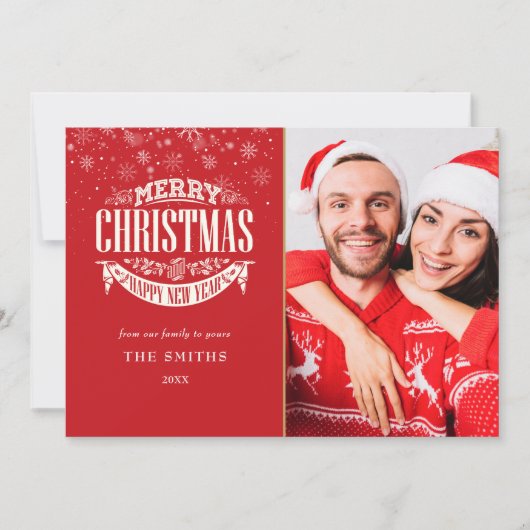 Frohe Weihnachten Glück Neujahr Gold 4 Foto (Vorderseite)