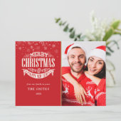 Frohe Weihnachten Glück Neujahr Gold 4 Foto (Stehend Vorderseite)