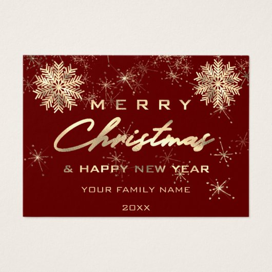 Frohe Weihnachten Glück Neujahr Gold Burgundy Foto (Vorderseite)