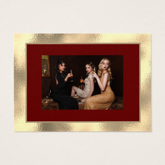 Frohe Weihnachten Glück Neujahr Gold Burgundy Foto (Rückseite)