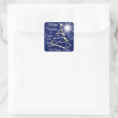 Frohe Weihnachten & Glück Neujahr Gold Navy Quadratischer Aufkleber (Tasche)