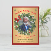 Frohe Weihnachten Glück Neujahr Gold Red Foto (Stehend Vorderseite)