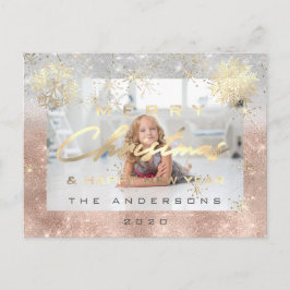 Frohe Weihnachten Glück Neujahr Gold Snow Foto Gra Postkarte