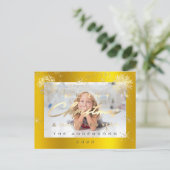 Frohe Weihnachten Glück Neujahr Gold Snow Foto Postkarte (Stehend Vorderseite)