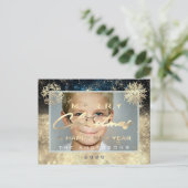 Frohe Weihnachten Glück Neujahr Gold Snow Foto Tee Postkarte (Stehend Vorderseite)