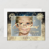 Frohe Weihnachten Glück Neujahr Gold Snow Foto Tee Postkarte (Vorne/Hinten)