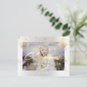 Frohe Weihnachten Glück Neujahr Gold Weißes Foto Postkarte (Stehend Vorderseite)