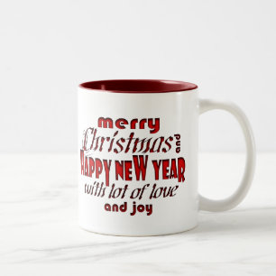 Frohe Weihnachten & Glück Neujahr Grüße RB Zweifarbige Tasse