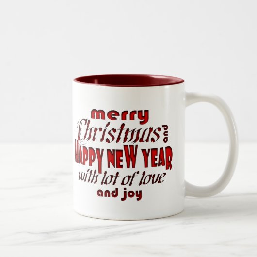 Frohe Weihnachten & Glück Neujahr Grüße RB Zweifarbige Tasse (Rechts)