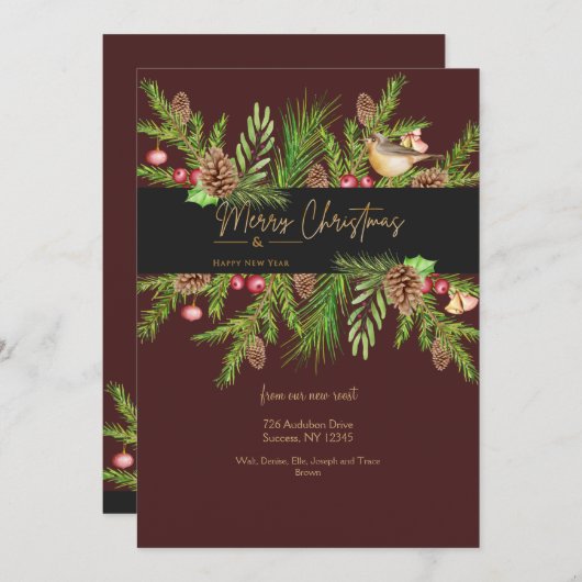 Frohe Weihnachten & Glück Neujahr Grußkarte (Vorne/Hinten)