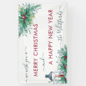 Frohe Weihnachten Glück Neujahr Holly Mistletoe Banner (Vertikal)