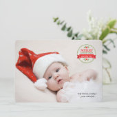 Frohe Weihnachten & Glück Neujahr Label Foto-Karte (Stehend Vorderseite)