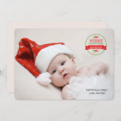 Frohe Weihnachten & Glück Neujahr Label Foto-Karte (Vorne/Hinten)