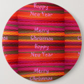 Frohe Weihnachten Glück Neujahr Leinwand Farbgesta Button (Vorderseite)