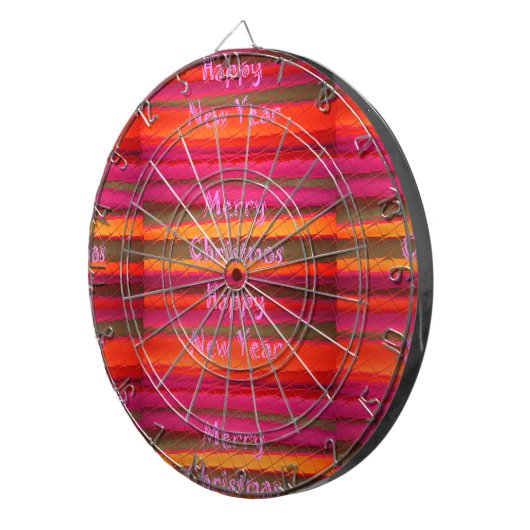 Frohe Weihnachten Glück Neujahr Leinwand Farbgesta Dartscheibe (Vorderseite rechts)