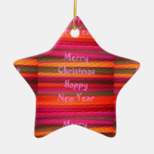 Frohe Weihnachten Glück Neujahr Leinwand Farbgesta Keramikornament