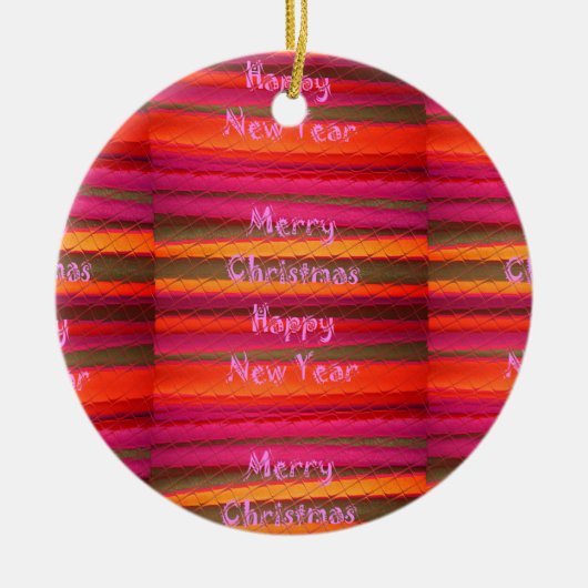 Frohe Weihnachten Glück Neujahr Leinwand Farbgesta Keramikornament (Vorne)