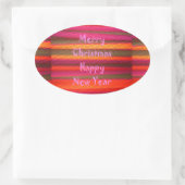 Frohe Weihnachten Glück Neujahr Leinwand Farbgesta Ovaler Aufkleber (Tasche)