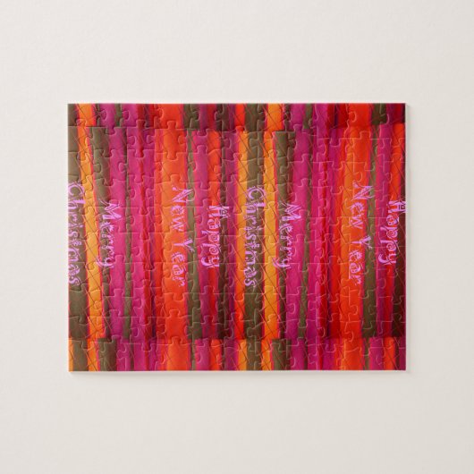 Frohe Weihnachten Glück Neujahr Leinwand Farbgesta Puzzle (Horizontal)