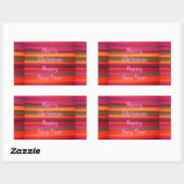 Frohe Weihnachten Glück Neujahr Leinwand Farbgesta Rechteckiger Aufkleber (Blatt)