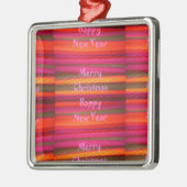 Frohe Weihnachten Glück Neujahr Leinwand Farbgesta Silbernes Ornament (Links)