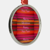 Frohe Weihnachten Glück Neujahr Leinwand Farbgesta Silbernes Ornament (Rechts)