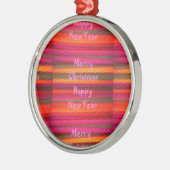 Frohe Weihnachten Glück Neujahr Leinwand Farbgesta Silbernes Ornament (Links)
