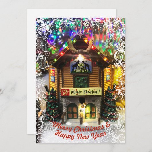 Frohe Weihnachten & Glück Neujahr Lemax House Card (Vorne/Hinten)