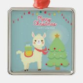 Frohe Weihnachten Glück Neujahr Llama Ornament Aus Metall (Vorne)