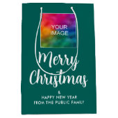 Frohe Weihnachten Glück Neujahr Logo oder Bild hin Mittlere Geschenktüte (Vorderseite)