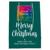 Frohe Weihnachten Glück Neujahr Logo oder Bild hin Mittlere Geschenktüte (Rückseite)